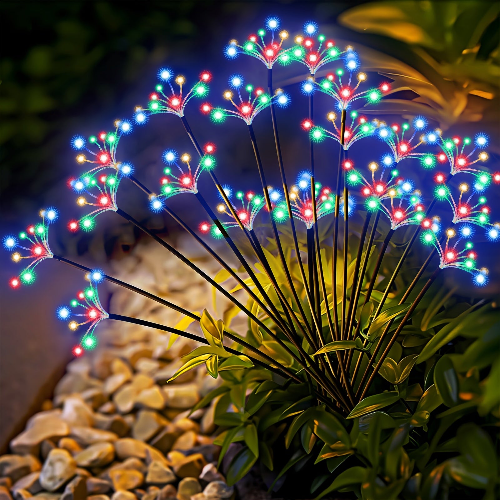 4-Pack Solar Garden Light Outdoor LED, Flickering Solar Fireworks Light, 2 Modes, Solar-Powered Decorative Swaying Light, Suitable for Courtyard, Walkway, Patio, Flower Bed, Camping, Party, Christmas Gift Decoration