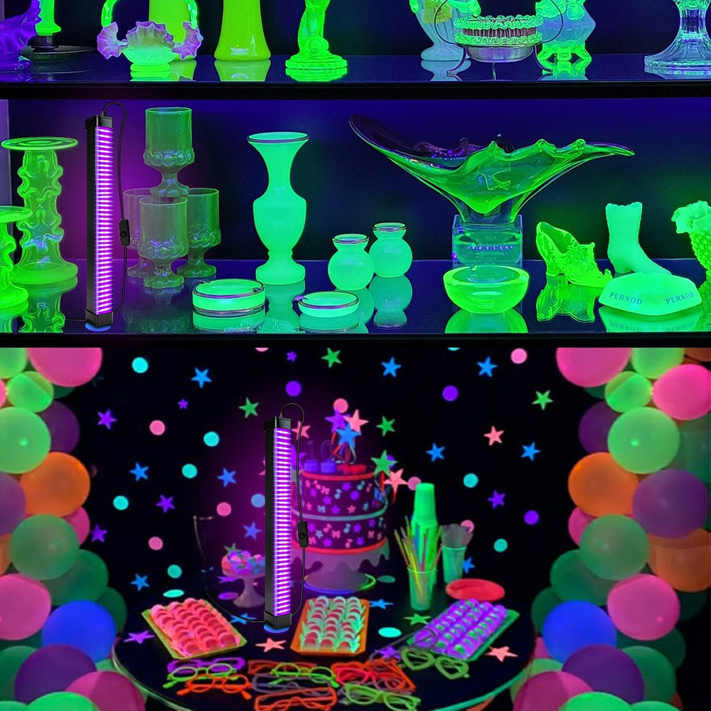 A blacklight tube, equipped with 80 LED beads, with a 39.4-inch power cord, with switch, 360-degree rotatable, very suitable for UV lighting for glow parties, body painting, and Halloween and Christmas celebrations