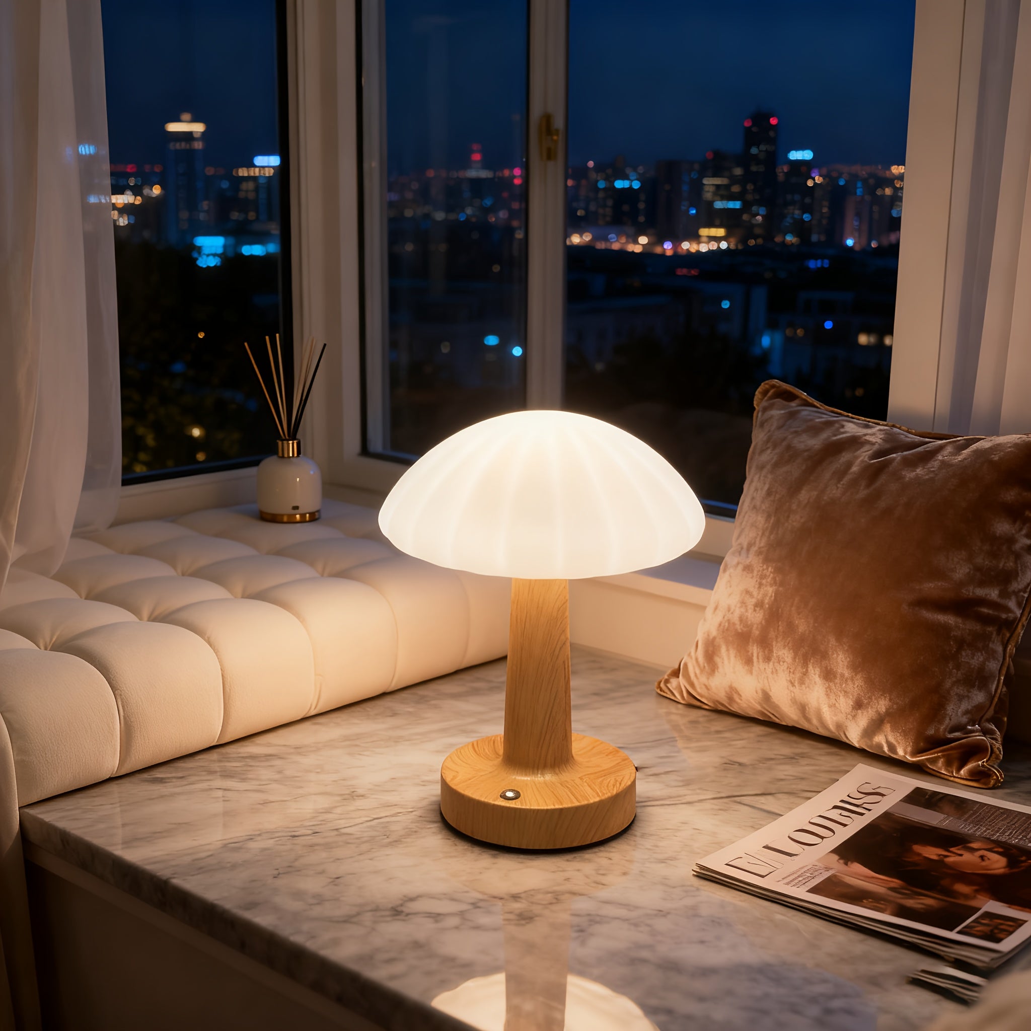 Nordic creative iron art simulated wood table lamp, ins style bedroom table lamp
