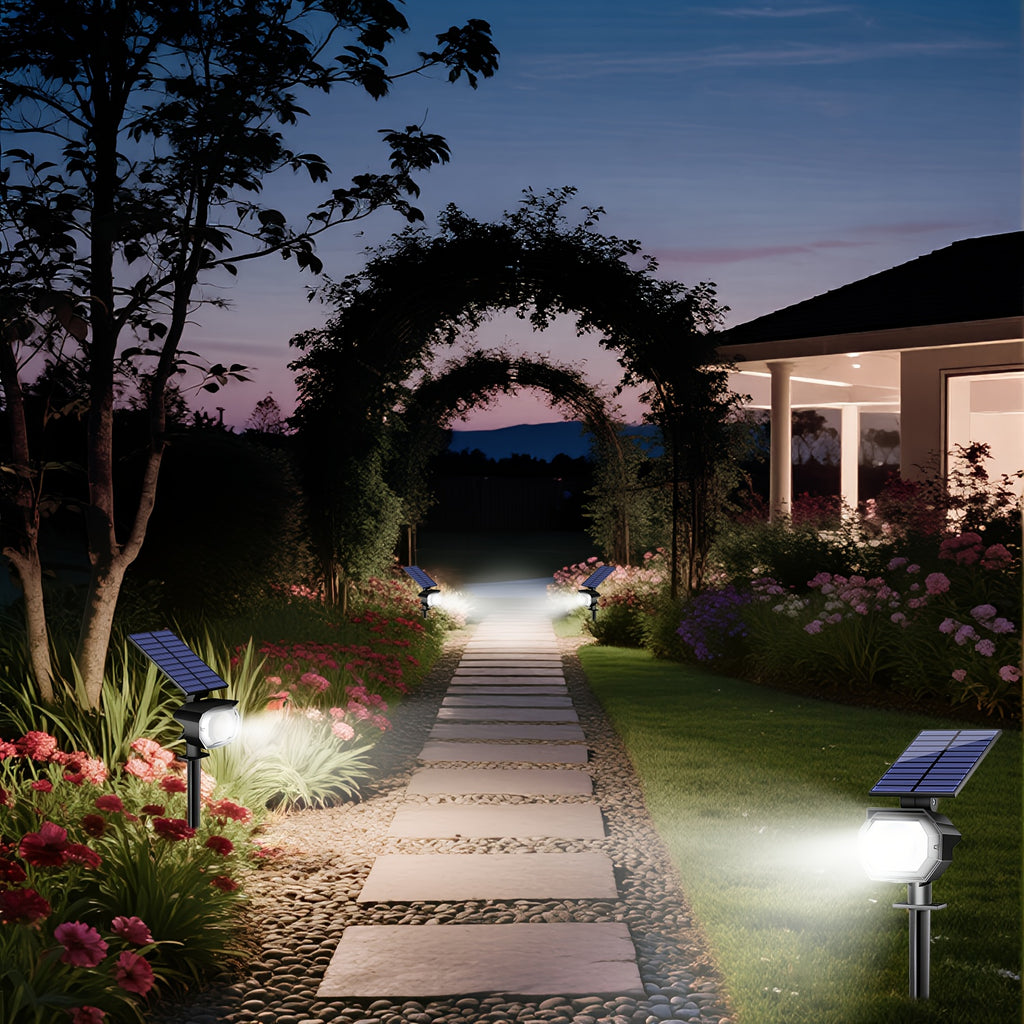 Outdoor Solar Garden Light 8-Piece Set, Suitable for Courtyard, Waterproof Design (IP65), 3 Lighting Options, Wall-Mountable, Light Sensor, Automatically Turns On at Night, Perfect for Floors, Porches and Gardens