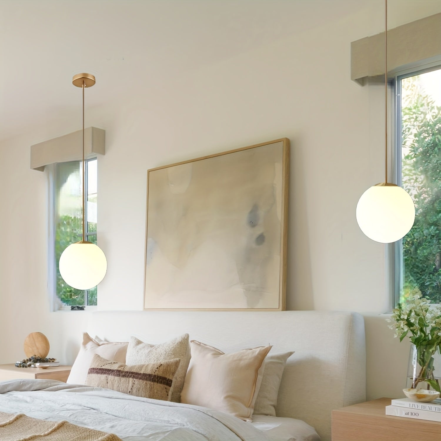 Nordic minimalist pendant light sturdy and durable, suitable for brass bedside dining room decorative light vintage globe ceiling pendant light fixture E27 industrial pendant light, suitable for hallway, gallery, bedroom, living room ceiling