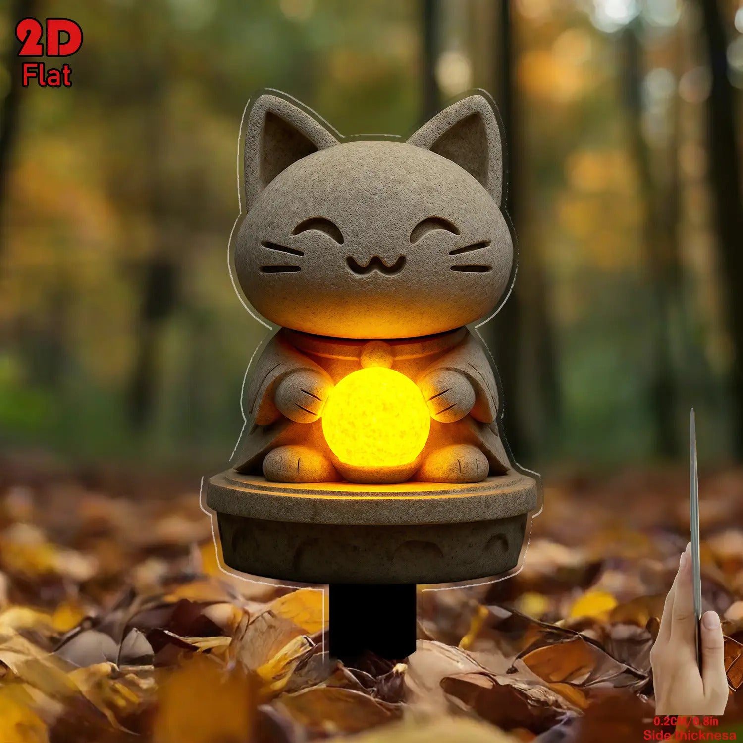 2D Flat Design, Cute Kitten-Shaped Lawn Light & Flower Pot – Durable Plastic Ground Insert Outdoor/Indoor Planter, Adorable Cat-Shaped Garden Decoration, Perfect for Courtyard, Cemetery, Lawn & Party Decor – Unique Outdoor Art Gift