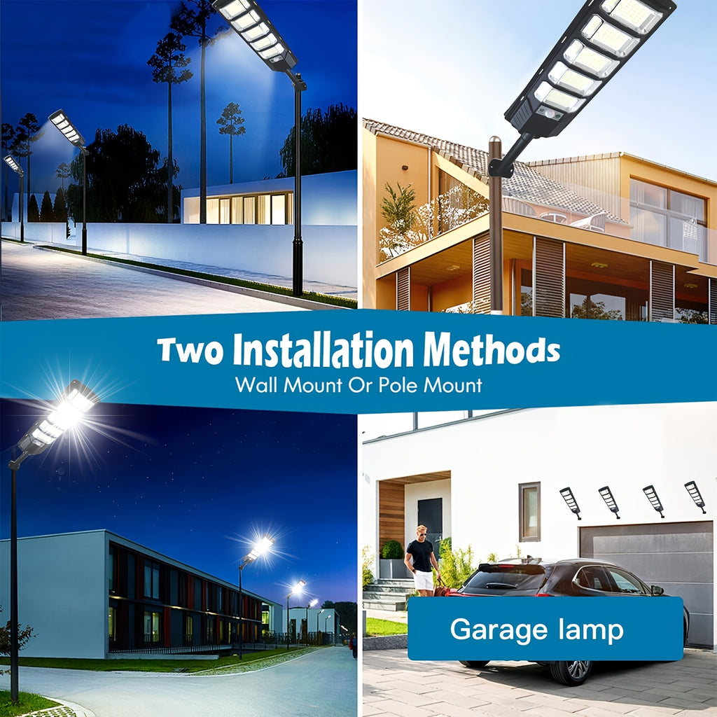 2 Pack Outdoor Solar Light, Home Backyard Dusk-to-Dawn Floodlight, with Wide Angle Motion Sensor, Remote Control, Solar Wall Light, Perfect for Commercial Courtyards, Gardens, Villas, Shop Entrances, Plazas, Sports Fields