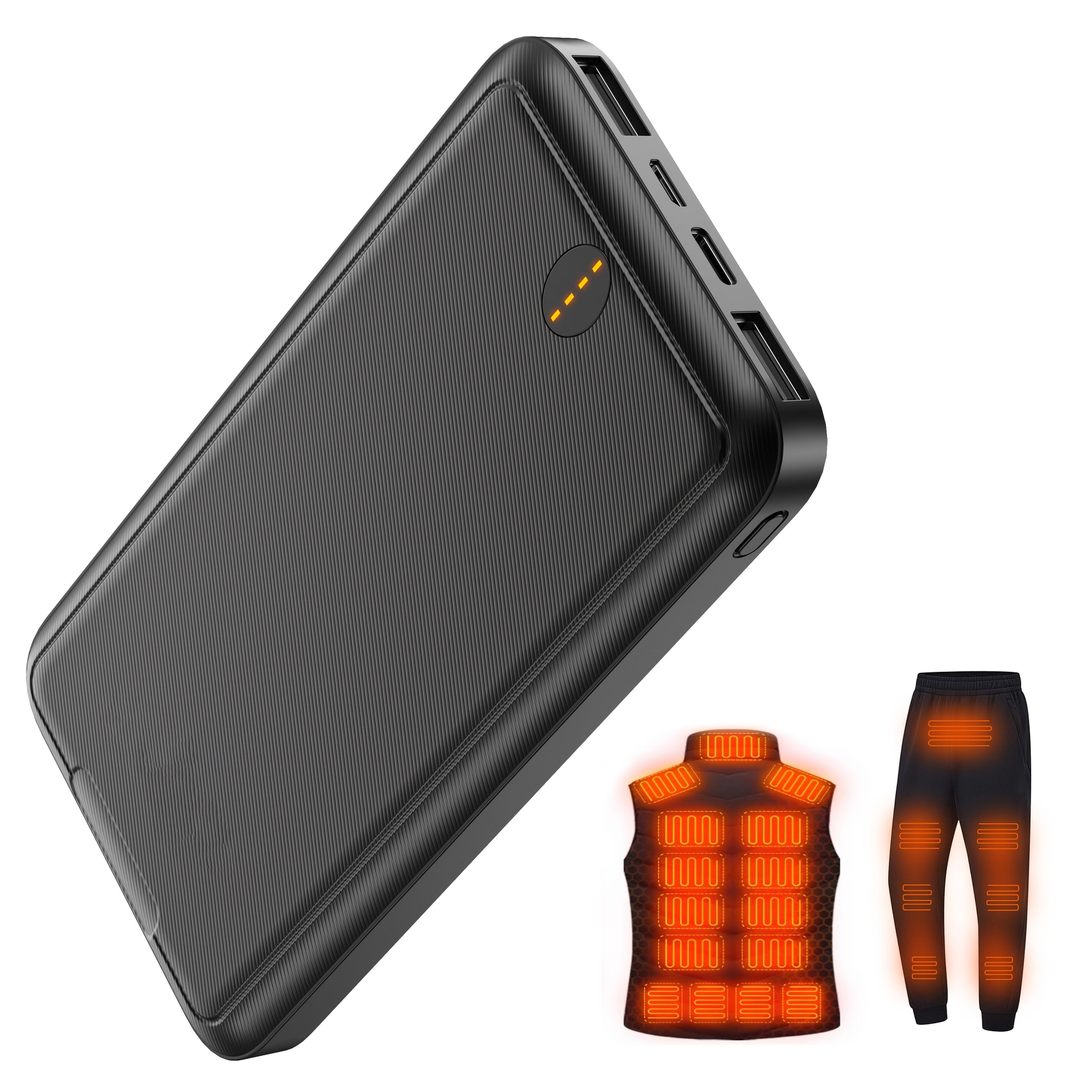 10000mAh Slim Power Bank, Ultra-Compact Portable Charger Dual USB Ports, Battery Pack for Smartphones, Tablets, Heated Clothes And More