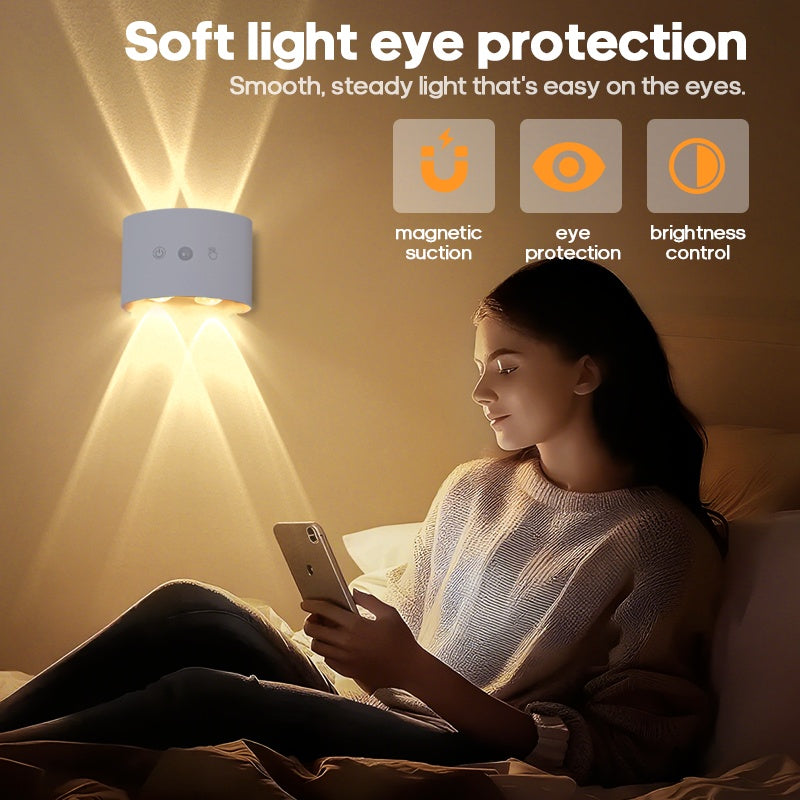 Dual-Head LED Wall Light with Motion Sensor, Touch Control, 3-Color Temperature LED Night Light, Adjustable Bedroom Spotlight and Ambient Lighting for Home and Hallway