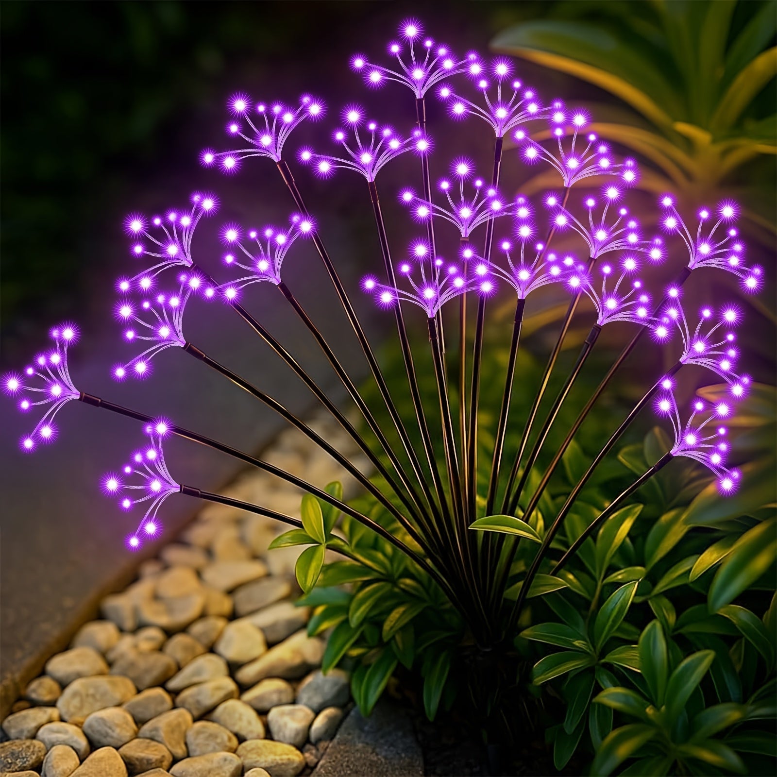 4-Pack Solar Garden Light Outdoor LED, Flickering Solar Fireworks Light, 2 Modes, Solar-Powered Decorative Swaying Light, Suitable for Courtyard, Walkway, Patio, Flower Bed, Camping, Party, Christmas Gift Decoration