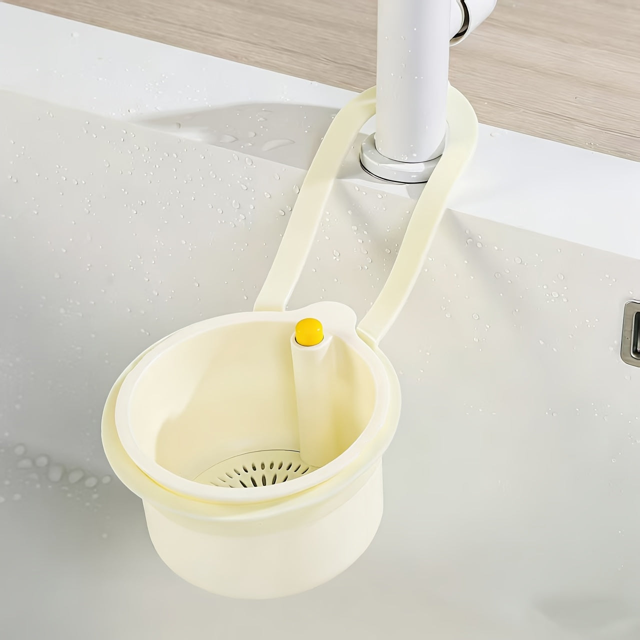 1 Piece – Press-Type No-Mess Sink Strainer, Food Residue Filter Basket, Food Waste Processor, Hanging Sink Drain Basket, One-Button Press Drain Basket, Removable Drain Basket, Sponge Drain Basket, Cloth Drain Basket
