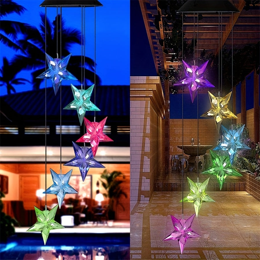 太阳能星形吊灯 - 自动充电变色LED，户外庭院、门廊、花园悬挂装饰 - 送给女性、妈妈、妻子、奶奶的理想礼物 - 门廊照明