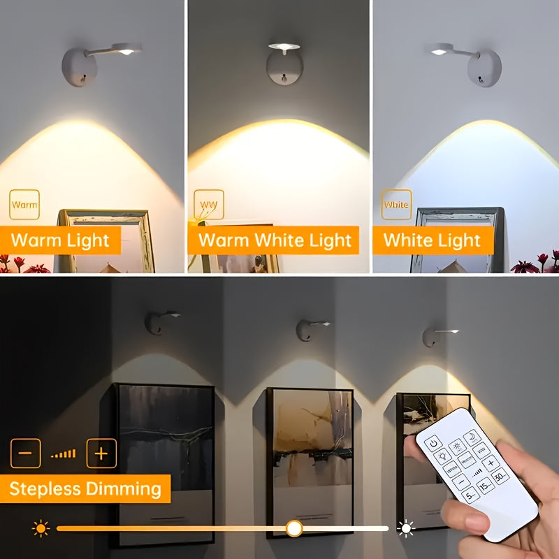 Upgraded Motion Sensor and Remote Dual Control Spotlight, Made of ABS Material with Solid Color Design, Featuring Unique Mountain-Shaped Gradient Lighting for Artistic Space Enhancement, 3 Adjustable Color Tones