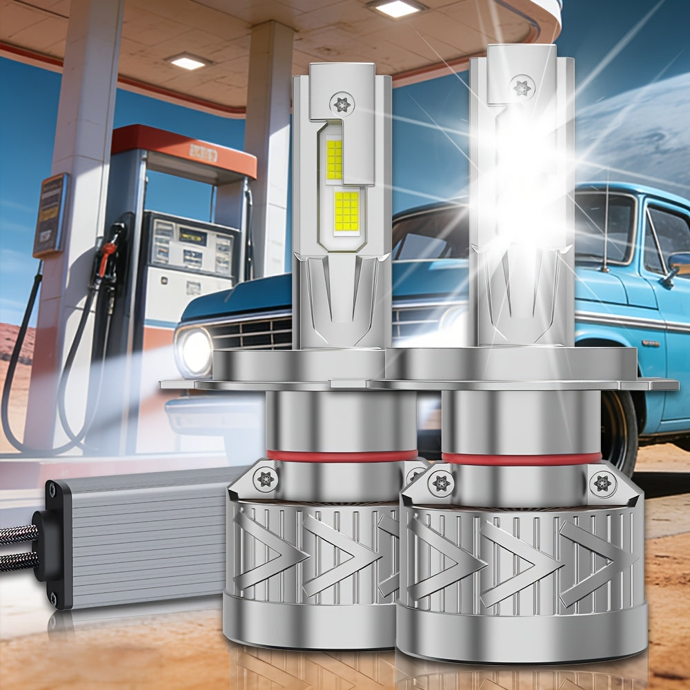 2-Pack LED Car Headlights, Compatible with H11/H7/H4/H1 Sockets, Corresponding to 9005/9006/9012 Specifications, 57000 Lumens Brightness, 6500K Cool White Light, 300W Power, Plug-and-Play