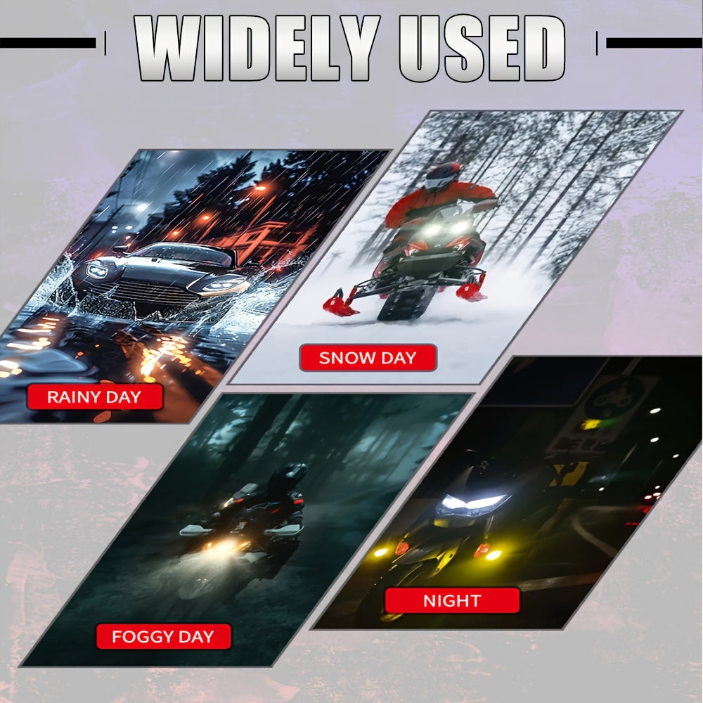 1 Piece LED Motorcycle Projector Lens Headlight, Work Light for Car and Motorcycle, Compatible with Motorcycles, Sedans, SUVs, UTVs, ATVs, White/Yellow Dual Color + Red/Blue Demon Eye, Easy Installation