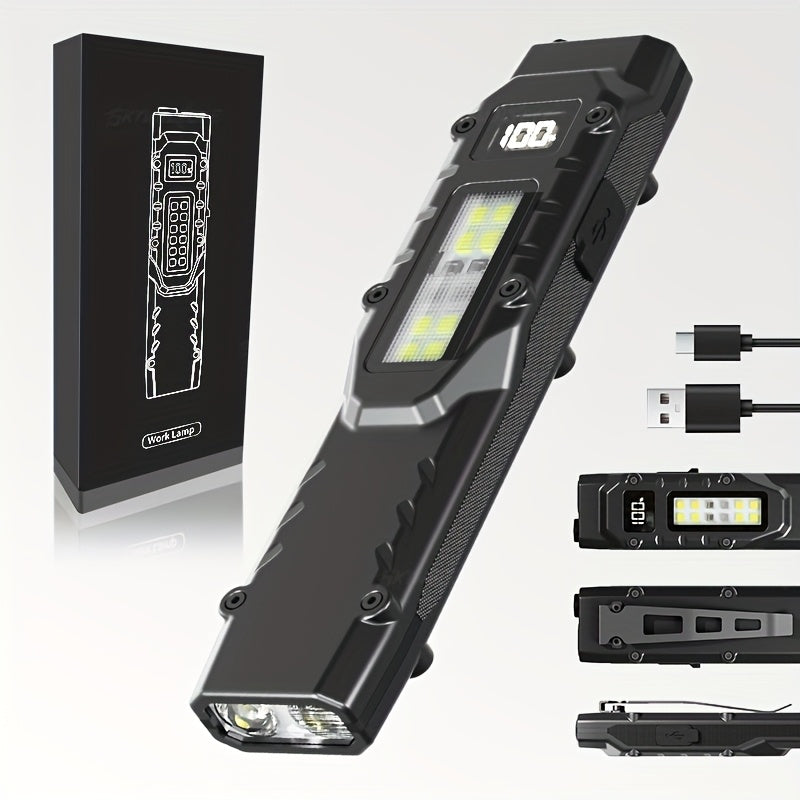 Ultra-Slim Multi-Mode High-Brightness Dual-Source LED Work Light, 9 Lighting Modes, Built-In Large Capacity Battery & Type-C Charging Port, Pen Clip + Slim Portable Design, Ideal for Work Lighting, Outdoor Use