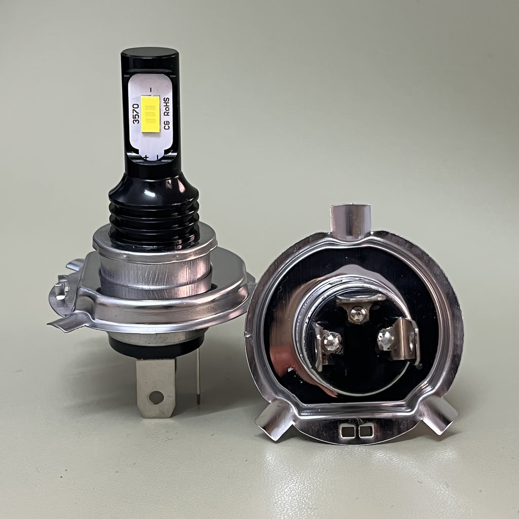 2个 H4 LED 大灯灯泡，超亮 1:1 迷你尺寸汽车灯，随插即用，无需适配器，高功率 6000K 白色 CANBUS H4 霧灯灯泡，适用于大多数汽车、卡车和 SUV，无需电池