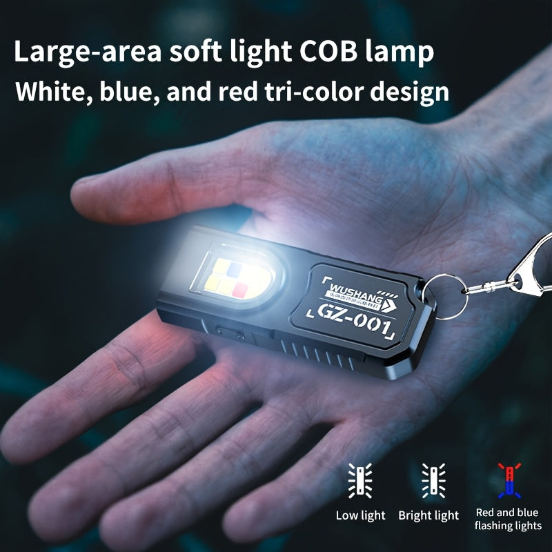High Lumen Ultra-Thin Flashlight, Keychain Light, Magnetic Base, Rear Clip Buckle with Hook, Dual Light Source, 5 Lighting Modes, Red Blue Strobe Side Light, Multifunctional Portable Camping Light