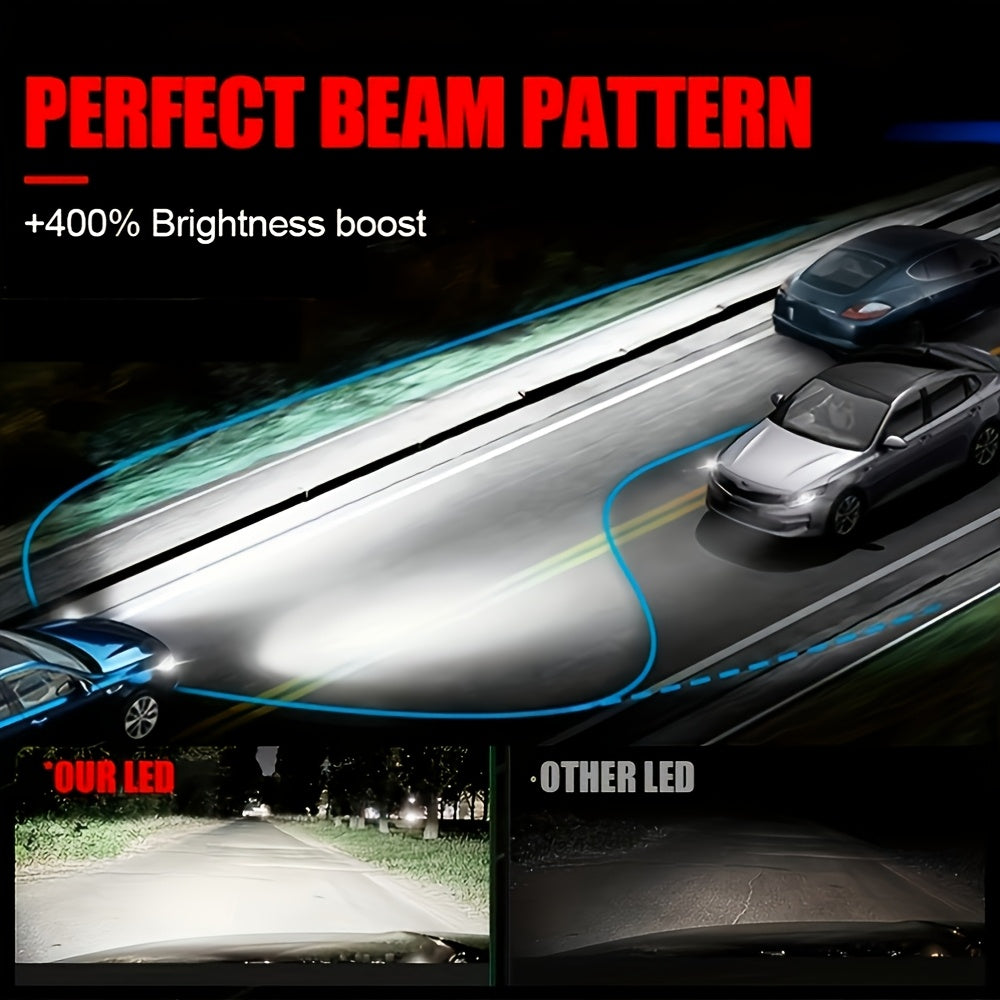 2-Pack H1 H4, 9003, HB2, H7, H18, H8, H9, H11, H16, 9005, HB3, 9006, HB4, 9012, HIR2 LED Bulbs, for Cars, 400% Brightness Increase, 360W High Power Bulbs, 58630 LM - B0031, No Battery Included
