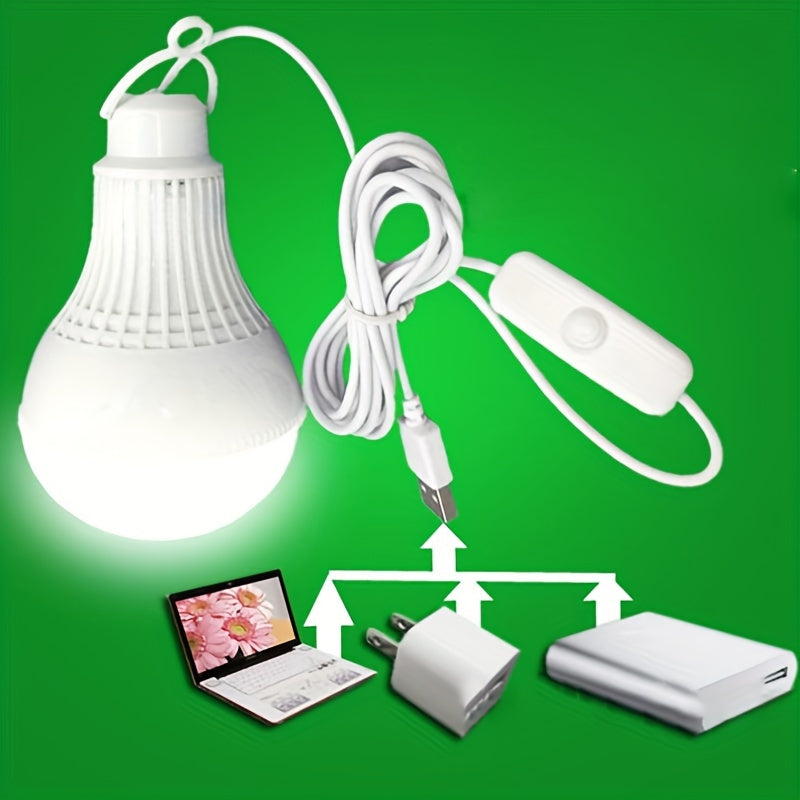 94.49-inch USB powered LED bulb with switch, portable camping light mini bulb lamp, suitable for outdoor fishing lighting, battery not included