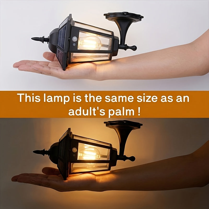 Solar Wall Light with Wall Mount Dusk to Dawn Sensor, Automatic On/Off, Outdoor Awning Garage Porch, Solar Light | Vintage Style | Suitable for Garden, Courtyard, Path, Walkway Decoration, Unique Gardening Gift for Easter, Valentine's Day