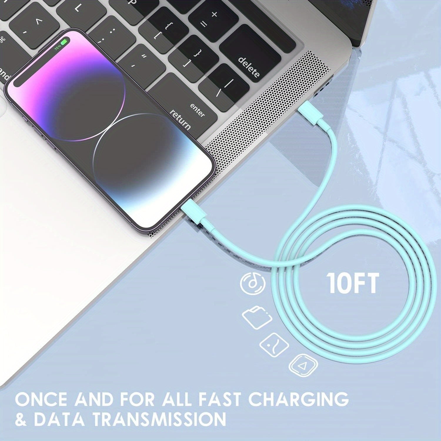 2Pack Color Quick Charger for iPhone Charger Fast Charging, 40W Dual USB C Wall Charger with 10ft Type C to Lightning Cord Fast Charging Cable for iPhone 13/ 14/ 12 Pro Max Plus/ 11, iPad, Fast Chargers for Multiple Devices, Cellphone Charger, Fast Charge