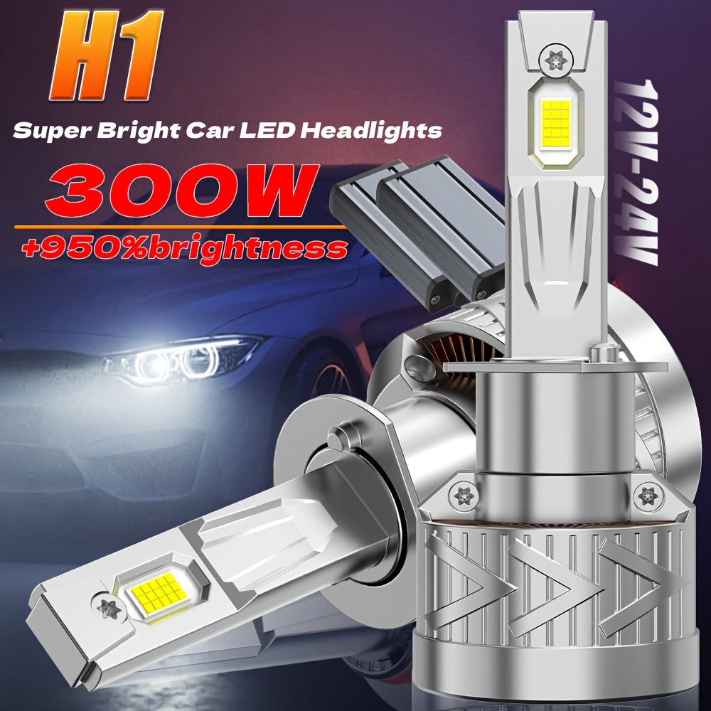 2pcs LED Car Headlight Bulbs, H16/H11/H9/H8 9005/HB3, 9570 CSP Chip, Plug-and-Play, 12-24V, Canbus, High/Low Beam LED Light, H1 H4/HB2 H7/H18 9006/HB4 9012-O134, No Battery Included, 60000LM, 300W