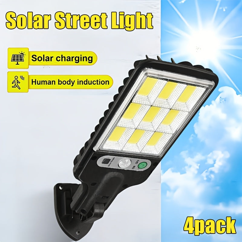 8/6/4 Pack Solar Street Light with PIR Motion Sensor, IP65 Protection Rating, 108 COB LED Security Wall Light with Remote Control, 3 Modes, Solar Searchlight Perfect for Garden, Courtyard, Porch, Garage Lighting
