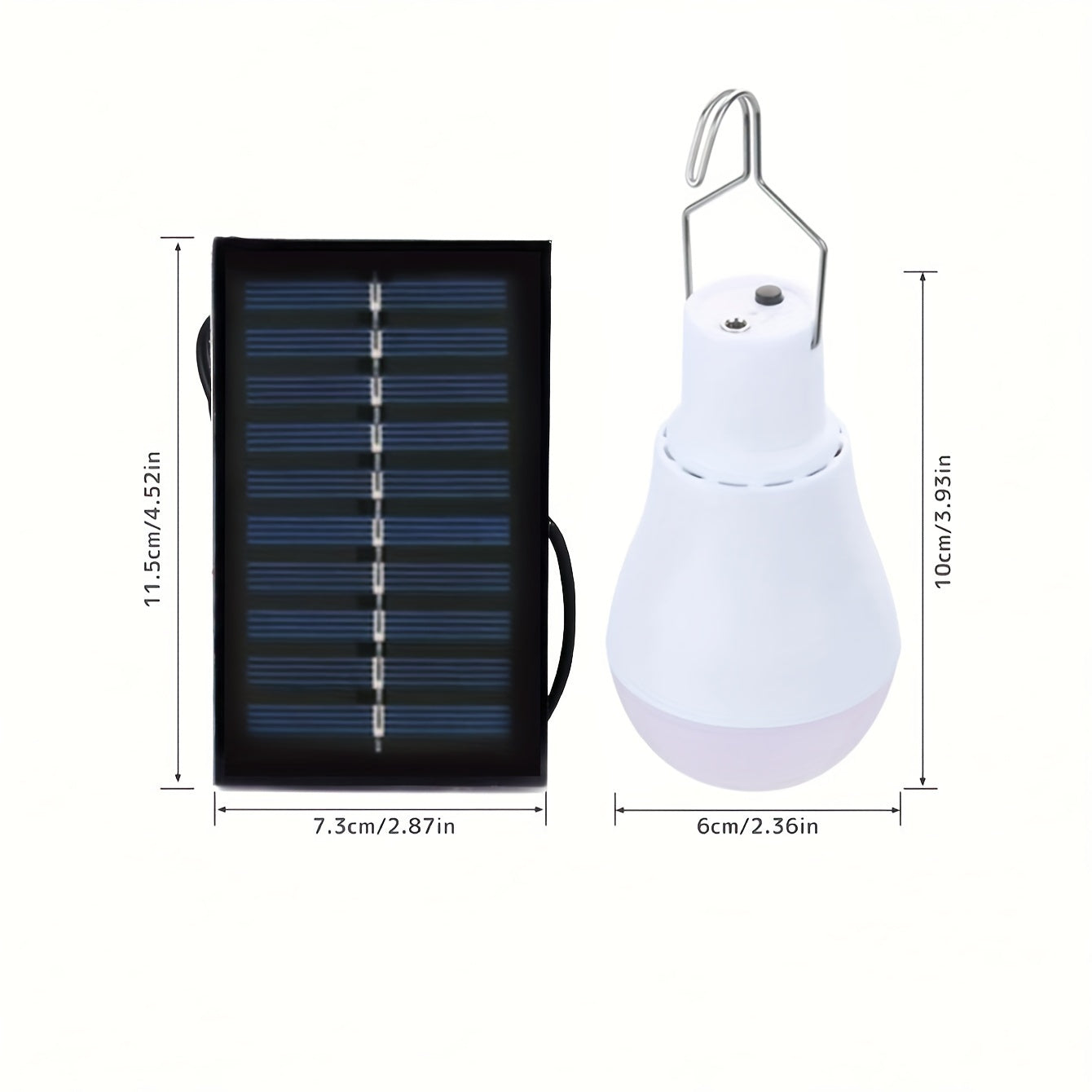 Solar LED outdoor bulb with solar panel - rechargeable energy-saving hanging garden and camping light