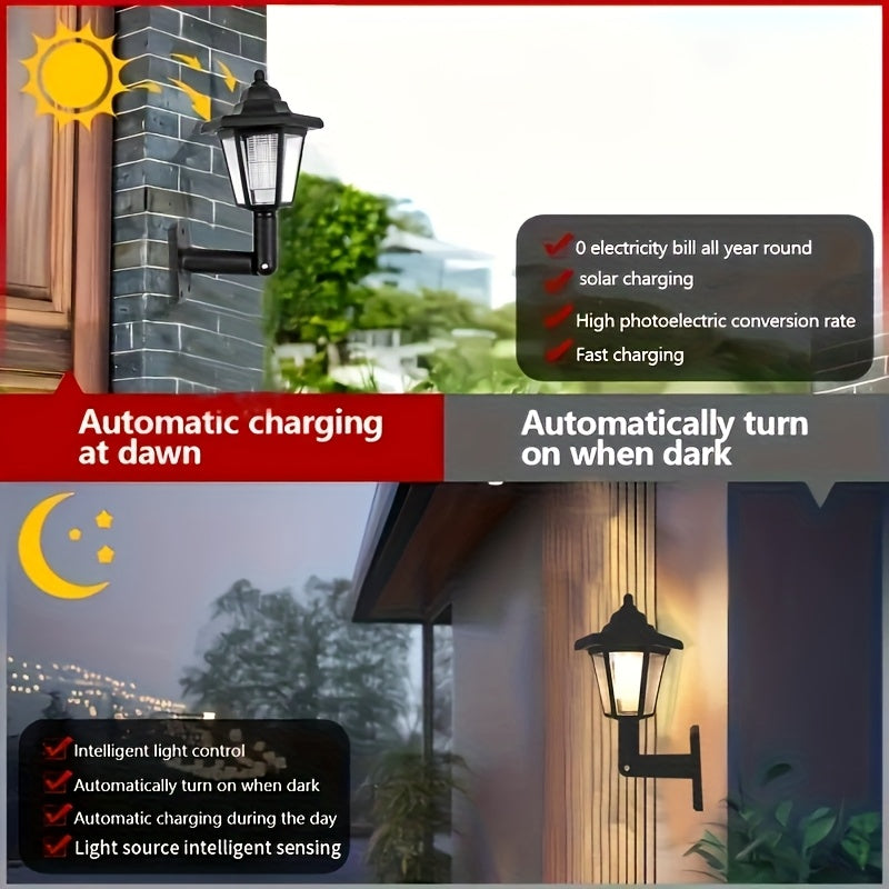 1/2 Pack Solar Outdoor Small Hexagon Palace Light, Outdoor Landscape Garden Decorative Light, Solar Light Outdoor LED Solar Wall Light, Vintage Light, Waterproof Outdoor Solar Street Light, Eco-Friendly Energy Saving, Perfect for Lawn