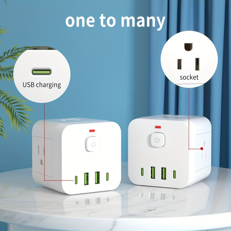3pcs Power Socket Is Small And Portable, With Four AC Outlets And 2 USB-A+2 USB-C Outlets. It Is Suitable For Travel, Business Trips, Ships, Homes, Bedrooms And Kitchens. Multiple Devices Can Be Used At The Same Time.