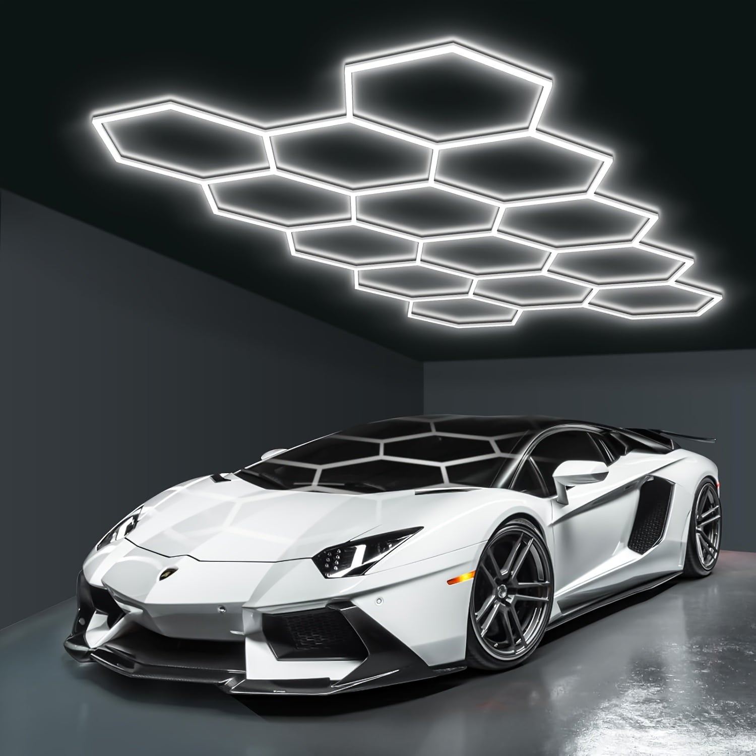 LED hexagonal garage light, home ceiling light, shop lighting honeycomb light, ultra-bright easy installation ceiling LED tube AC85-265V, suitable for living room, garage, gym, dance hall, laundry room, studio, shopping mall