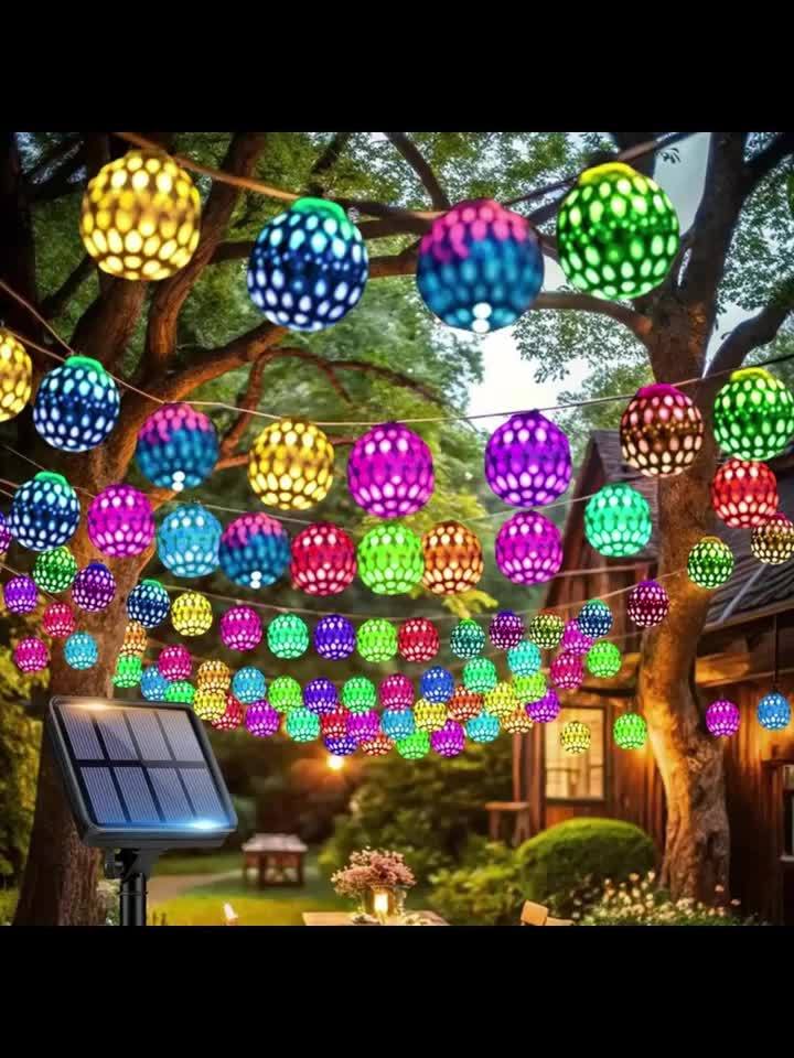 1件摩洛哥球串灯——30/20颗LED灯珠，8种灯光模式，适用于花园、露营、派对、母亲节、独立日、圣诞节、婚礼、高中舞会、生日、庭院装饰、圣诞装饰、排灯节装饰，多色IPX4防水