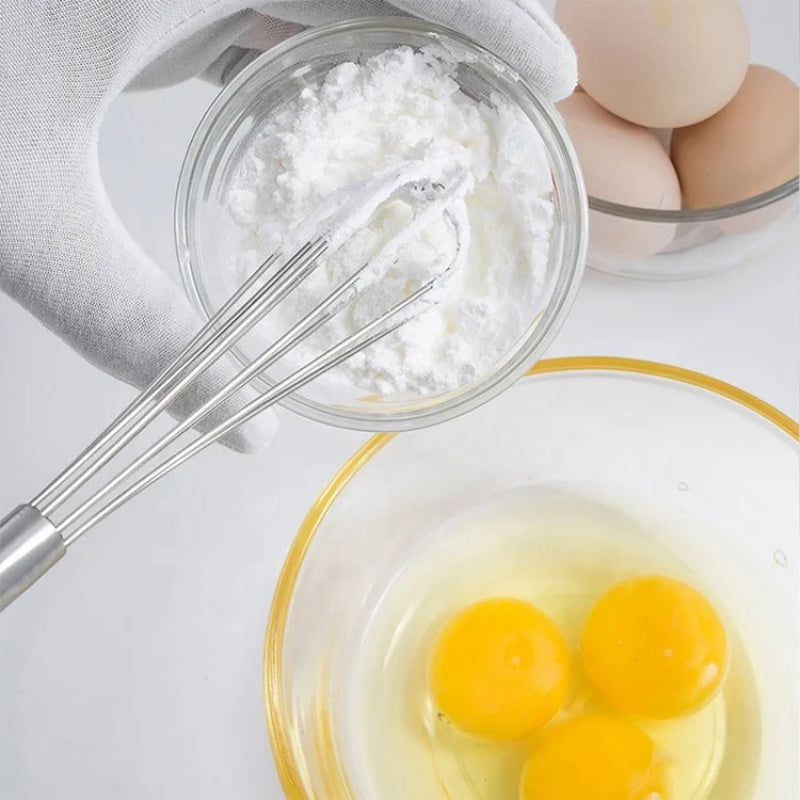 Stainless Steel Mini Whisk, Manual Handheld Egg Beater, Durable Metal Mixer for Kitchen Cooking and Baking