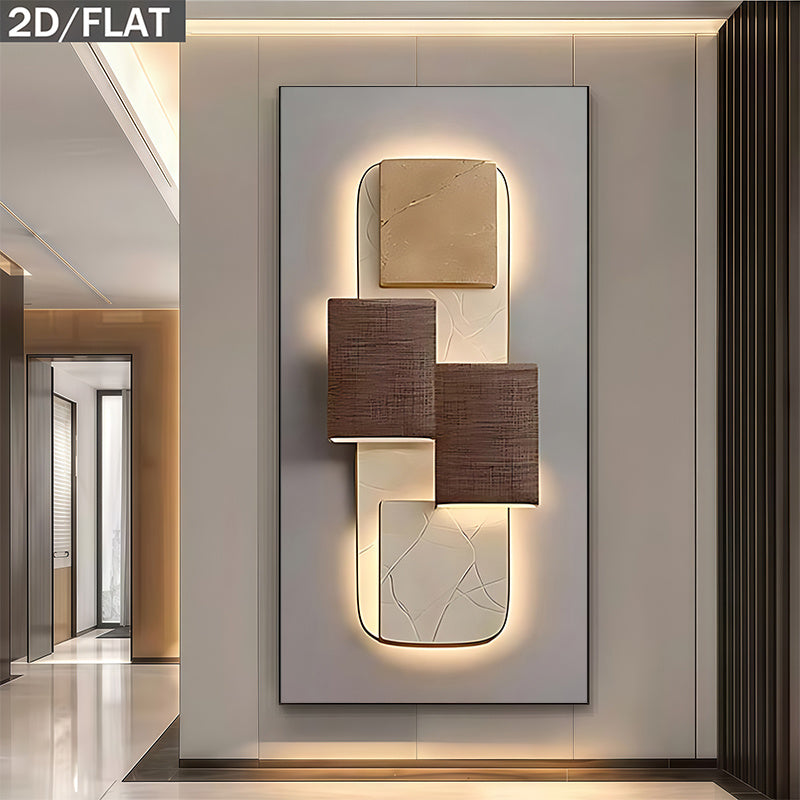 [2D Flat] Wall Décor 1-Piece Large Frameless Canvas Wall Light with Textured Panel and Soft Glow Effect – Modern Large Size Panel Suitable for Large Area Wall Coverage, Soft Ambient Lighting for Bedroom