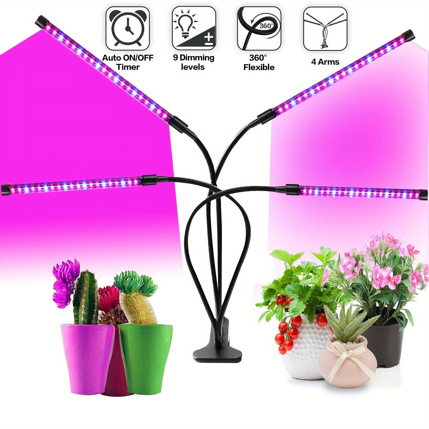 1/2/3/4 Head LED Grow Light, 360° Adjustable Gooseneck, USB Powered, Red & Blue Dual Spectrum, Efficient Full Spectrum Panel, with Adjustable Plant Light and Flexible Rotation - Perfect for Indoor Greenhouse Flowers, Charger Not Included