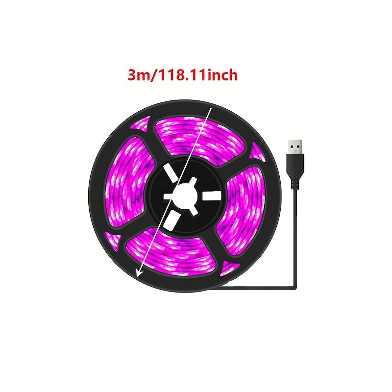 118.11 Inch LED Plant Light Strip, USB Smart Grow Light Strip, 5V 2835 Full Spectrum Grow Lamp, Supplemental Light for Vegetables, Flowers & Succulents, USB Powered, Easy to Use, Boost Plant Photosynthesis