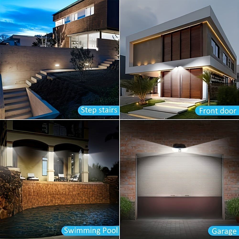 1 Warm/White Light Outdoor Solar Simulation Security Light, Garden Security Light, Garage Lighting, 1200mAh, Square Security Light, Dusk-to-Dawn with Motion Sensor, Perfect for Courtyard Garden Street Lighting