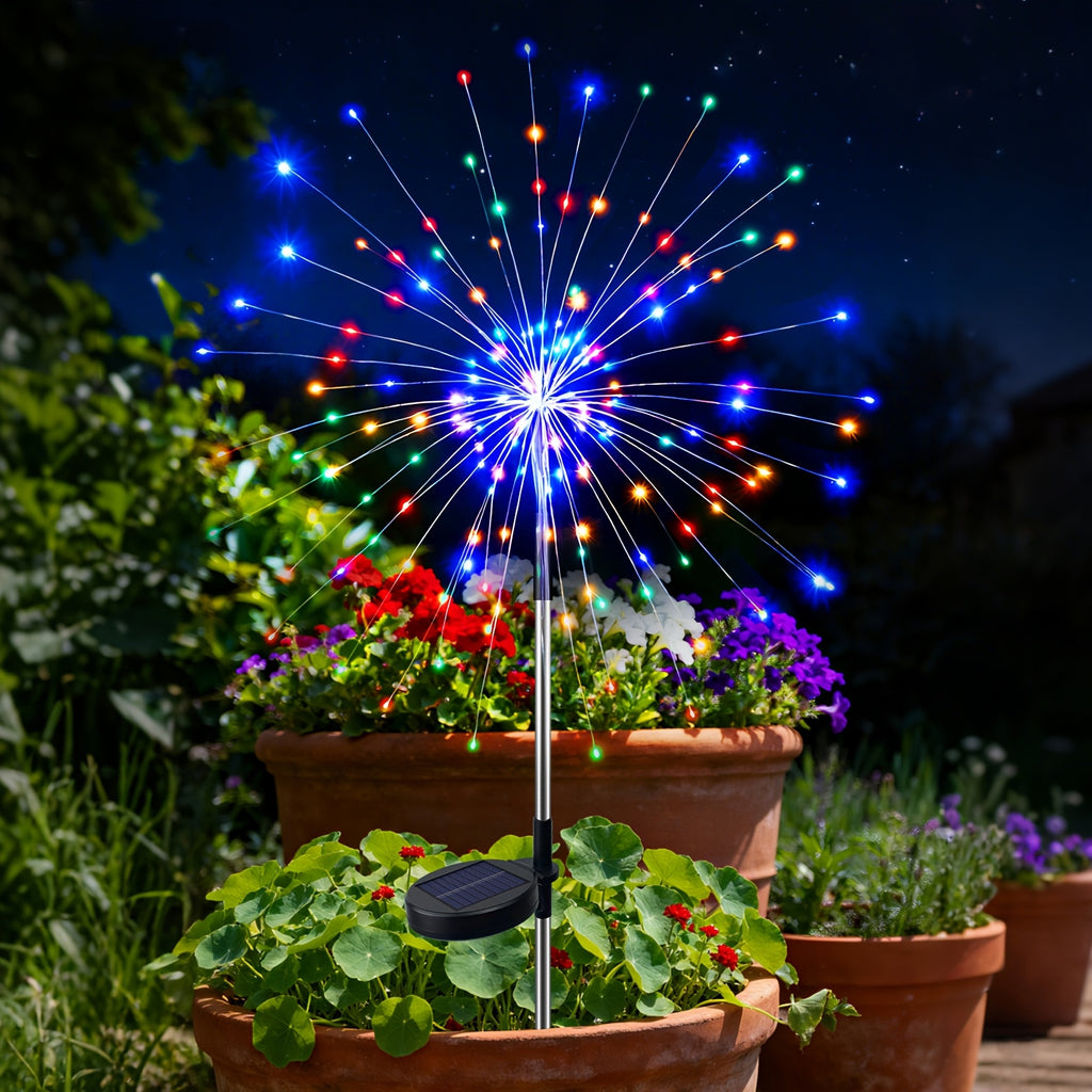 2/4/6 Pack Solar Fireworks Light Outdoor Set, Smart Solar Courtyard Light, 8 Adjustable Flicker Modes, Smart Light Sensor, Perfect for RV Camping, Wedding Christmas, Lawn Backyard Party Patio Decoration, IP44