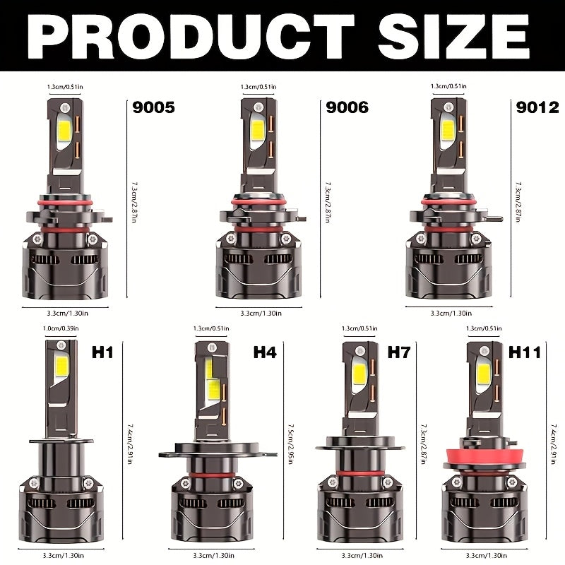 2Pcs H11 LED Headlight Bulbs. H11 Super Bright LED Headlight Bulbs, 380W High Power, 7500K Color Temperature. Compatible with H1, H4, H7, H11 Sockets. Improves Night Driving Safety. 900% Brightness Increase, Compatible with 9005 HB4