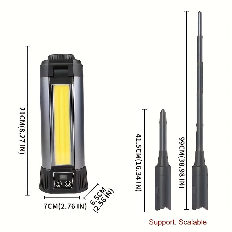 LED work light with tripod, 6000mAh battery, rechargeable flashlight, magnetic base, 10 lighting modes, portable camping light, rotating spotlight, suitable for commercial use, auto repair, garage work