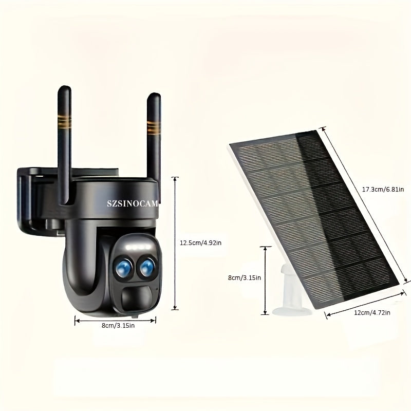 Outdoor Safety High-definition Night Vision, Home Security Camera, with Solar Power, WiFi Connection, PIR Motion Detection, Outdoor Home Monitoring Light Alarm, Two-way Audio, Wireless Security Camera, Suitable for Gardens, Front Doors, Rating IP66