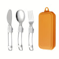3-Piece Stainless Steel Foldable Knife Fork Spoon Set – Portable, Polished, Perfect for Outdoor Camping, Christmas, Easter, Father‘s Day, Labor Day – Foldable Spoon Fork Knife Set