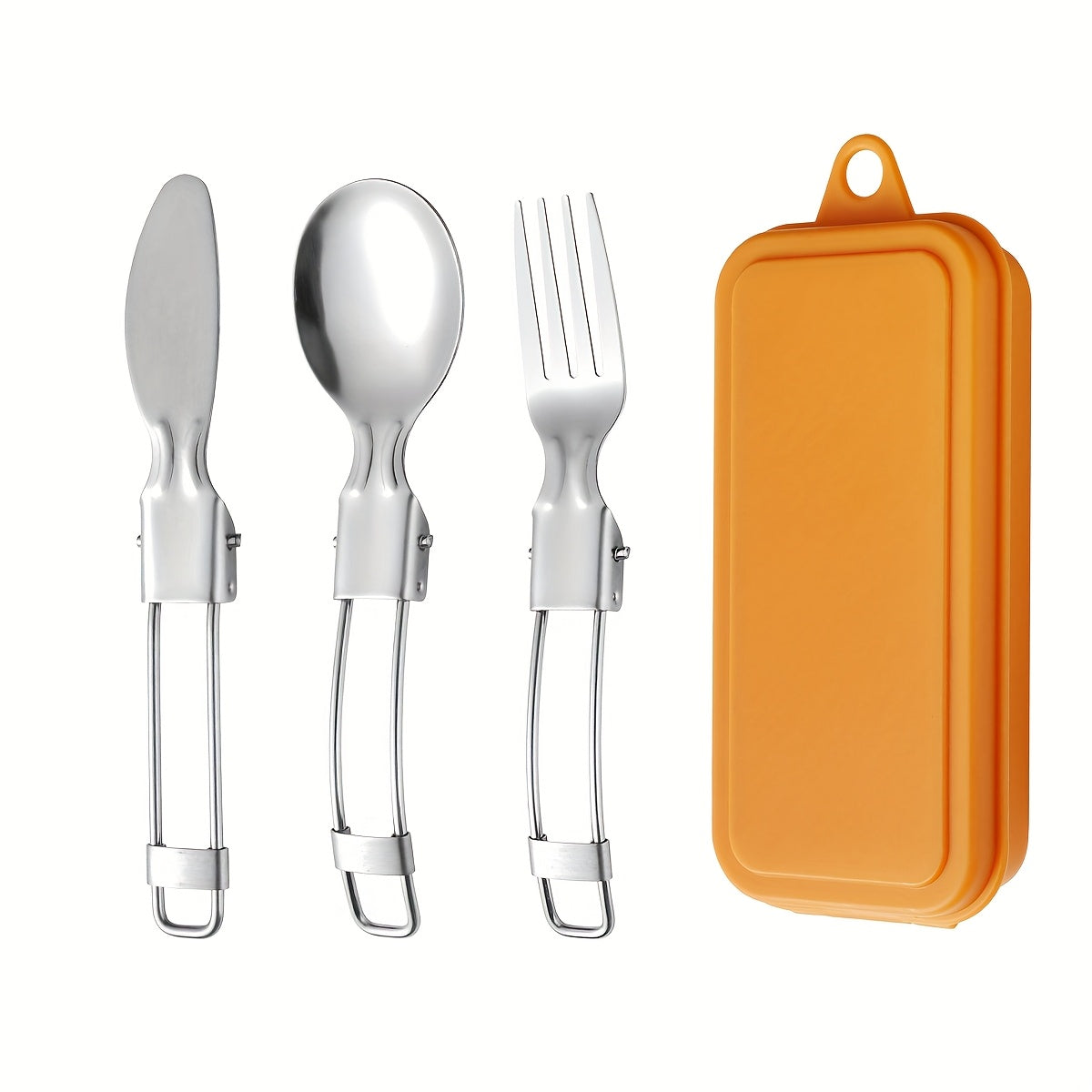 3-Piece Stainless Steel Foldable Knife Fork Spoon Set – Portable, Polished, Perfect for Outdoor Camping, Christmas, Easter, Father‘s Day, Labor Day – Foldable Spoon Fork Knife Set