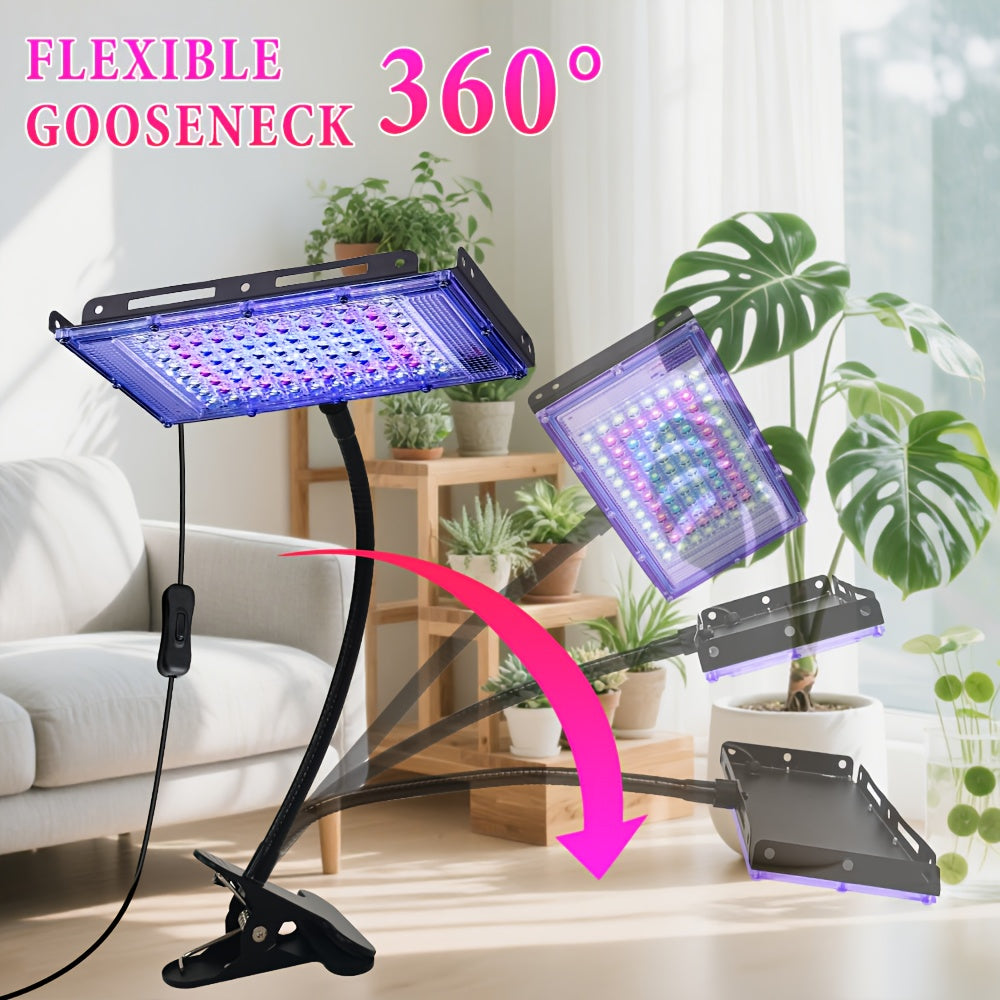 96LED Full Spectrum Indoor Plant Grow Light, Equipped with 1.5M On/Off Power Cord and Hose Bracket, Freely Adjustable Angle, Promotes Healthy Plant Growth, Ideal for Greenhouse, Nursery and Home Gardening