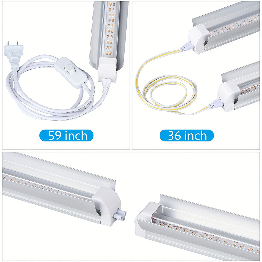 Indoor Plant Grow Light, 4ft T8, 270W (6 x 45W, 1620W Equivalent), Full Spectrum Sunlight Plant Light, Pinkish-White Spectrum Grow Light Strips, LED Indoor Plant Lamp, for Greenhouse, 6-Pack.
