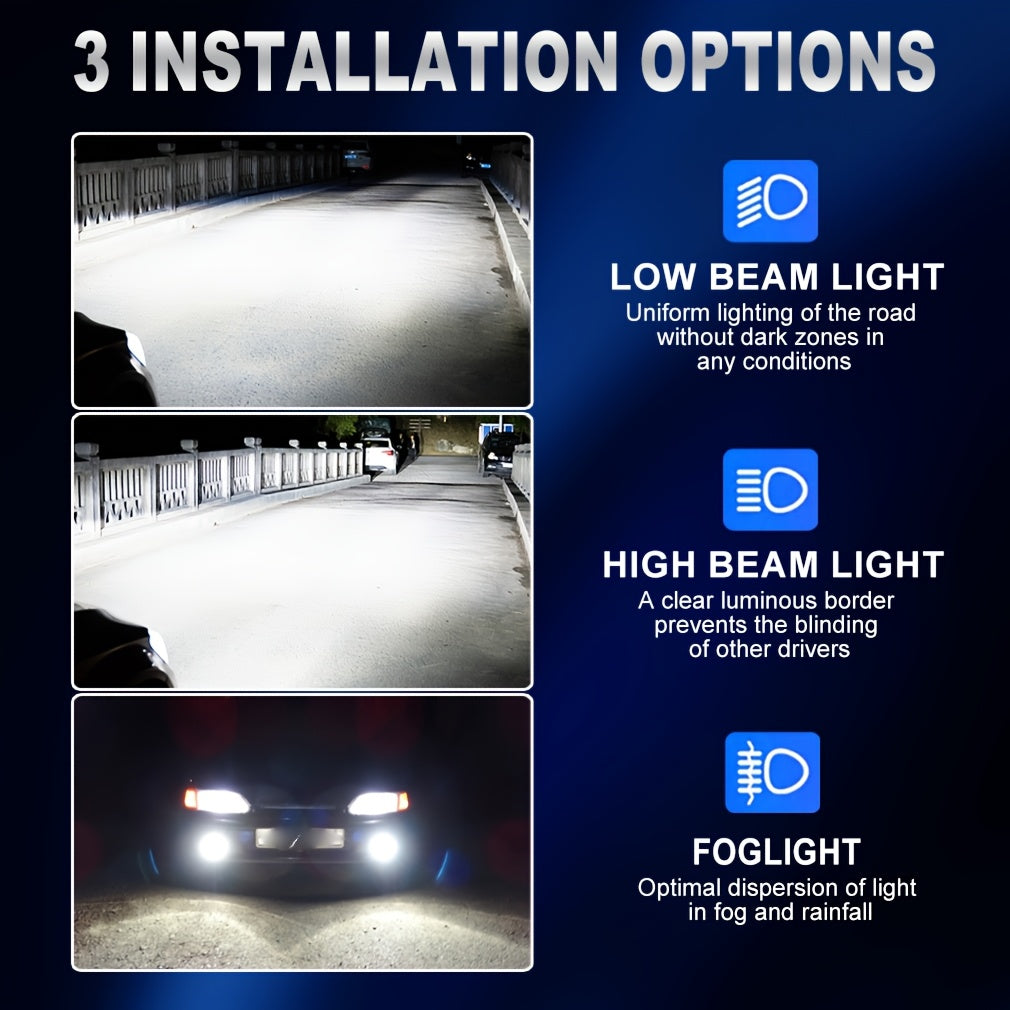 2Pcs H1 LED Headlight Bulbs 6500K White Super Bright 20000LM H1 LED Car Headlight Turbo Light Headlight and Fog Light Plug-and-Play Turbo Fan Fits 99% of Cars with Canbus 12V