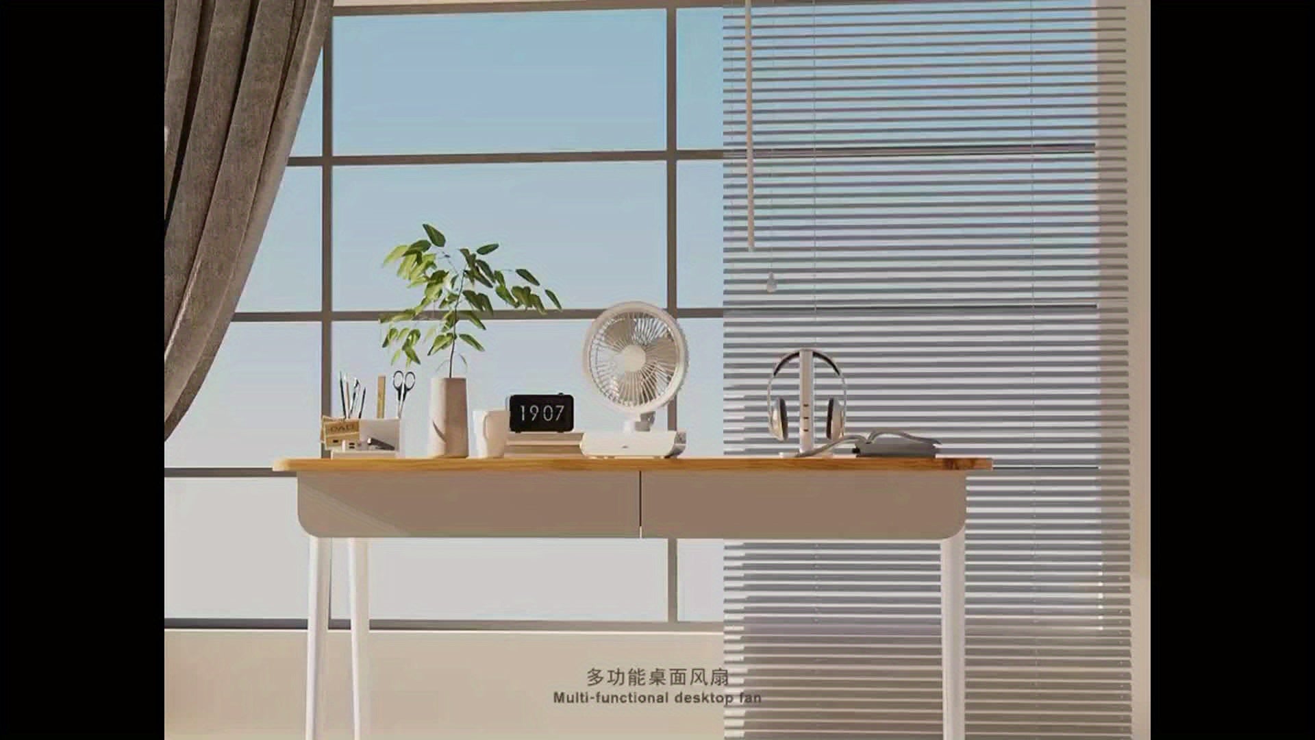 Multifunctional 3-in-1 Fan, Desktop Table Wall Mount Combo Fan, Built-in 2400mAh Battery, USB Rechargeable, Lightweight Portable Design for Home, Office and Dormitory