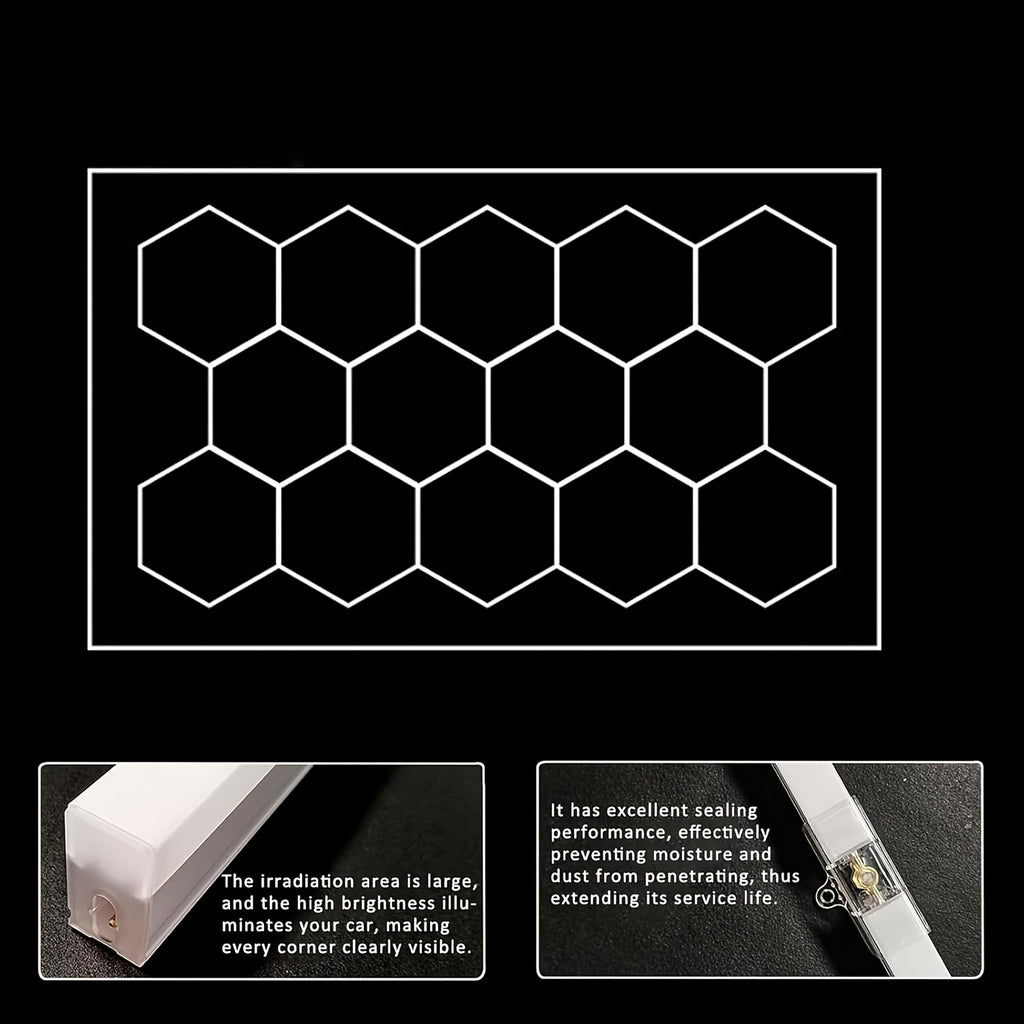 Creative geometric LED garage light, high-brightness energy-saving bracket light, DIY shapeable honeycomb tube, strong light effect LED tube AC100-265V, easy to install, suitable for garages, basements, warehouses, gyms, studios