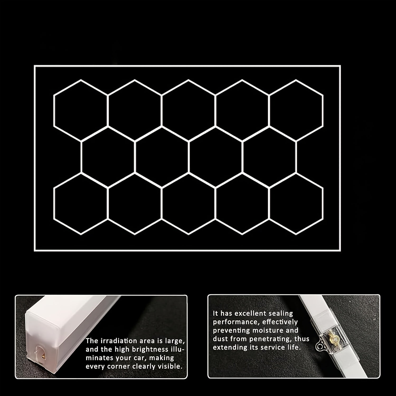 Creative geometric LED garage light, high-brightness energy-saving bracket light, DIY shapeable honeycomb tube, strong light effect LED tube AC100-265V, easy to install, suitable for garages, basements, warehouses, gyms, studios