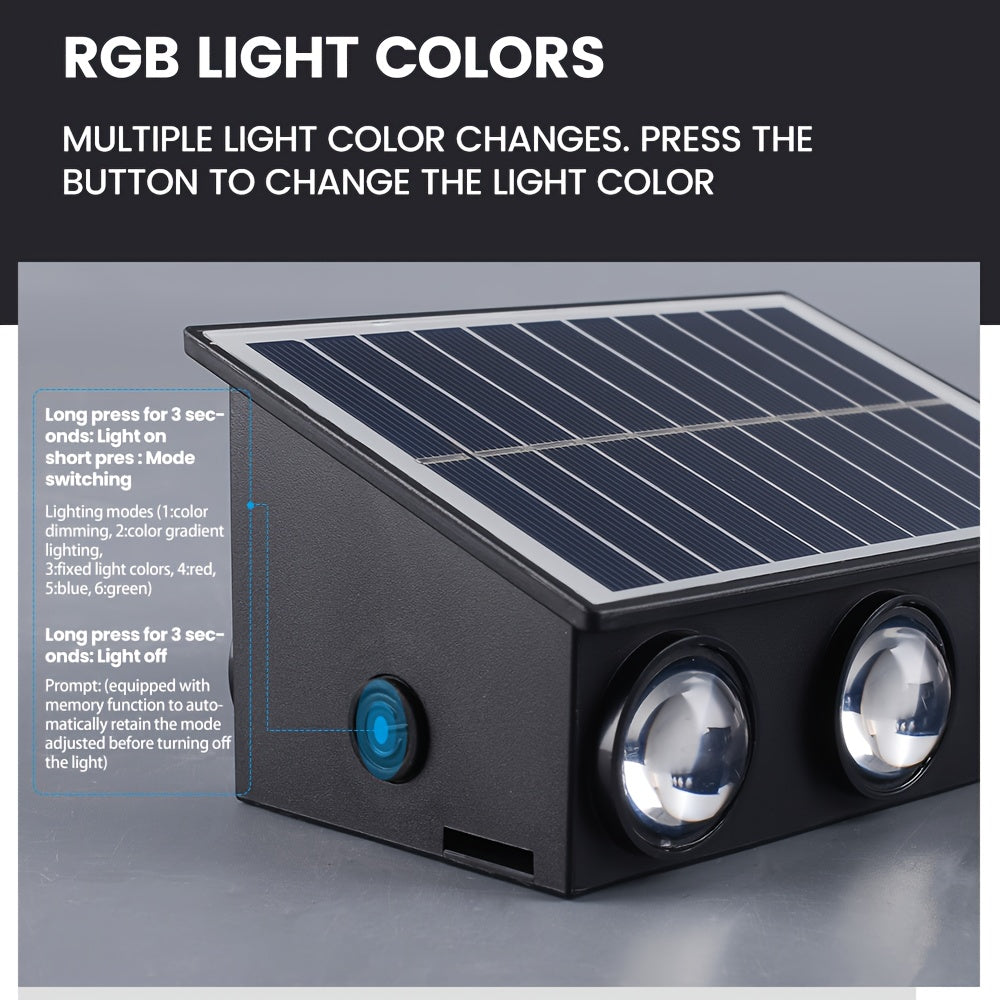 One-Piece Solar Wall Light, Colorful Wall Light, Outdoor Wall Light, Wall Washer Light, Ambient Light, Outdoor Courtyard Light, Suitable for Courtyard, Villa, Exterior Wall, Balcony, Outdoor Decorative Light