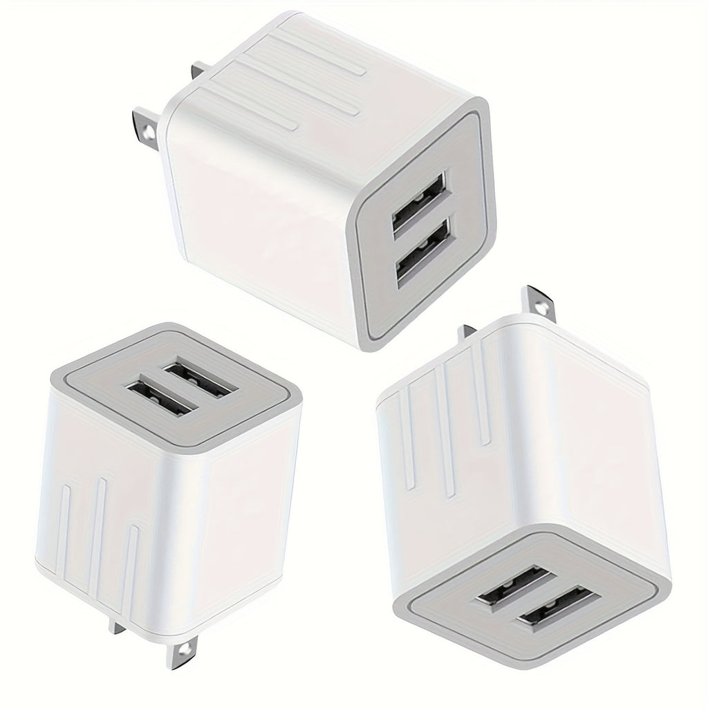 10W Dual-Port Wall Charger Adapter, USB Converter, Small Device Charger Adapter USB Converter for iPhone 15-17 iPad Pro Samsung Galaxy with 47.24inch USB A-C Cable 3/4pcs