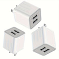10W Dual-Port Wall Charger Adapter, USB Converter, Small Device Charger Adapter USB Converter for iPhone 15-17 iPad Pro Samsung Galaxy with 47.24inch USB A-C Cable 3/4pcs