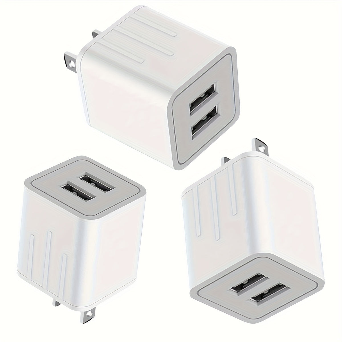 10W Dual-Port Wall Charger Adapter, USB Converter, Small Device Charger Adapter USB Converter for iPhone 15-17 iPad Pro Samsung Galaxy with 47.24inch USB A-C Cable 3/4pcs
